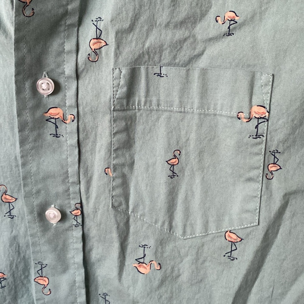 George MENS Green Flamingo 🦩 Short sleeve shirt - Picture 4 of 7